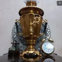 سماور زغالی قدیمی شیشه چراغ گردسوز نفتی علاءالدین