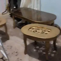 سه عدد میز جلو مبلی با رویه کنده کاری شده