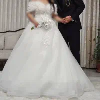 لباس عروس شاین دار به همراه تاج و دستکش|لباس|لنگرود, |دیوار