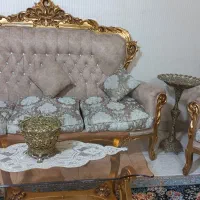 مبل استیل ۹ نفره همراه با میز جلو مبلی وعسلی