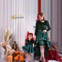 پیراهن ست مادردختری مخمل یلدایی