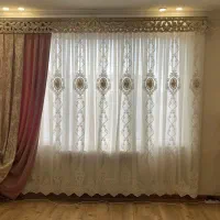 دو عدد پرده سالم همراه با شال و کتیبه