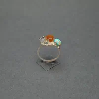 انگشتر نقره زنانه سه نگین معدنی|جواهرات|قم, حاج زینل|دیوار