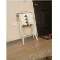 میز تلفن سفید چوبی