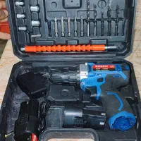 دریل شارژی بوش. جعبه بکس کامل. انبرکلاغی