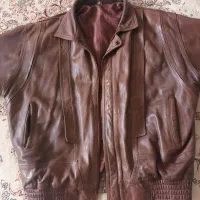 کاپشن چرم طبیعی و پالتو پشمی طوسی سایز دو ایکس لار