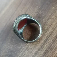 انگشتر عقیق سرخ یمنی با رکاب نقره حکاکی شده|جواهرات|بومهن, |دیوار
