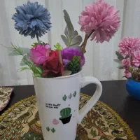 گل مصنوعی با گلدان،، فانتزی وزیبا