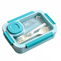 ظرف غذا دوتیکه چهار قفله پلاستیکی همراه قاشق چنگال