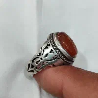 انگشتر عقیق یمنی خطی رکاب دست ساز نقره عیار بالا|جواهرات|اصفهان, رهنان|دیوار