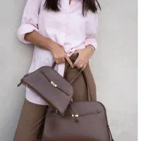 کیف چرم قهوه‌ایی سایز مدیوم