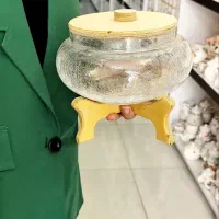 میوه شیرینی شکلات آجیل خوری شیشه ای آبگز پایه چوبی|ظروف سرو و پذیرایی|مشهد, توس (بلوار توس)|دیوار