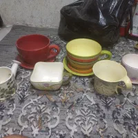 فنجون بزرگ و نعلبکی مناسب برای گل مصنوعی و..