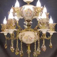 لوستر8شعله ترکیبی شاخکدار باگل رز تولیدی رستمی