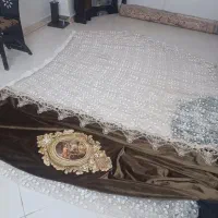 پرده گیپور مدل شکوفه با کتیبه|پرده، رانر، رومیزی|سمنان, |دیوار