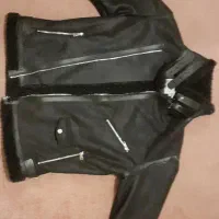 کاپشن چرم بوفالو مشکی اصل سایز XXL