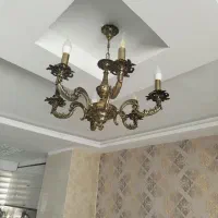 2 عدد لوستر برنجی 6 شعله در حد نو