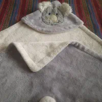پتو پیچ نوزاد دو عدد طوسی سفید