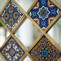 ست گلدان کاشی و قاب آینه چوبی طرح ارمغان|صنایع دستی و سایر لوازم تزئینی|مشهد, سراب|دیوار