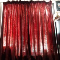 پرده آماده مخمل مسی - دو عدد با روکوسنی