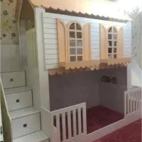 تختخواب دو طبقه مدل‌ کلبه ای بسیار تمیز و در حد نو|تخت و سرویس خواب|بندر ماهشهر, |دیوار