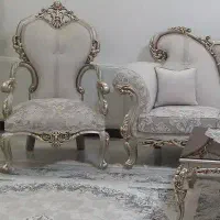 مبل ۷ نفره چوب راش فوم سرد رنگ ورق طلا وبژ جدید|مبلمان خانگی و میز عسلی|قم, بکایی|دیوار