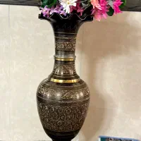 گلدان کشمیر برنجی سیاه قلم پاکستانی