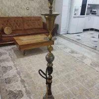 قلیون برنجی قلم داری شده رنگی فیروزه ای