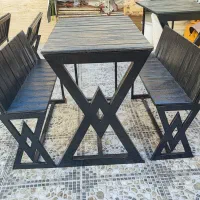 میز و صندلی چوب فلز کافه ای