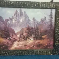 تابلو نقاشی زیبا با طرح کلبه