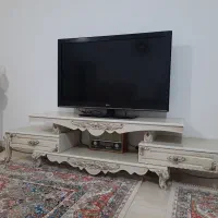 میزتی وی چوبی رنگ استخوانی