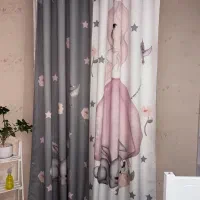 ست دخترانه پرده و فرش و لوستر و آباژور