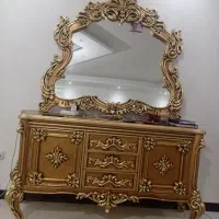 آینه کنسول ورق طلا منبت