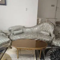 مبل استیل چوب راش ست۵نفره با میز مبل کلاسیک شزلون