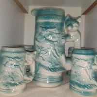 پارچ و ۶ عدد لیوان رنگ خاص|ظروف سرو و پذیرایی|لاهیجان, قیام|دیوار