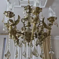 لوستر ۶ شاخه برنج طرح فرشته و شمعدان