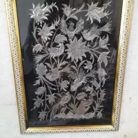 2 عدد تابلوی مس قلمکاری  حوری آهو  و ققنوس