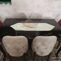 میزنهارخوری۶نفره چوبی باصندلی چستر پارچه مازراتی|میز و صندلی غذاخوری|تهران, نیروی هوایی (پیروزی)|دیوار