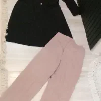 ست مانتو شلوار مشکی کرم همه باهم ۴۰۰