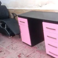 میز تمام ام دی اف رنگ مشکی و یاسی و صندلی