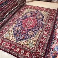 ۶متری دستبافت تبریز زمینه سرمه ای ریز نقش