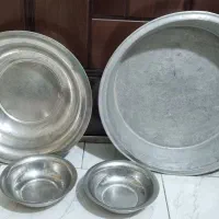 ۴ عدد تشت و کاسه روحی ، استیل قدیمی