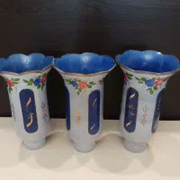 3حباب زنبق نقاشی لاله چراغ شمعدان آنتیک لوسترقدیمی