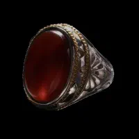 انگشتر عقیق سرخ یمنی (( تراشدار قطعی )) رکاب شبکه