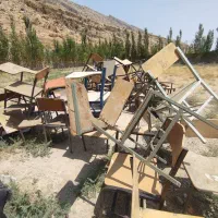 صندلی چوبی مدرسه ای دسته دار|صندلی و نیمکت|شباب, |دیوار