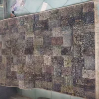 فرش ماشینی طرح چهل تیکه سبز