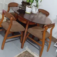 میز نهارخوری 4 نفره با صندلی های مبلی (چوب راش)|میز و صندلی غذاخوری|زرندیه, |دیوار