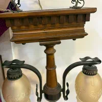 لوستر چوبی دوشاخه زیبا و شیک|لوستر و چراغ آویز|قم, میرزائیه|دیوار