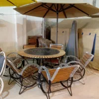 چتر و سایبان اتشدان کالسکه ای چوبی