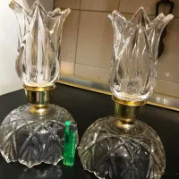 شمعدان کریستال و سینی مسی